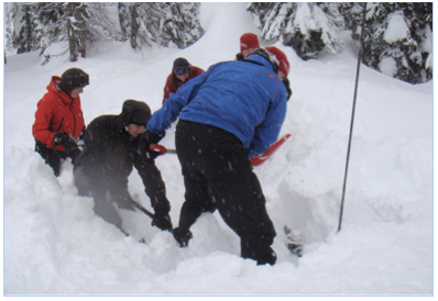 Digging for avalanche victim